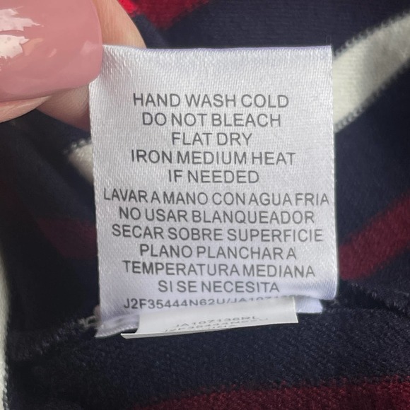 Joseph A Sweater Womens Extra Large XL Blue Red Striped Ruffle Zip Sleeve NEW - Picture 6 of 11